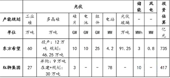 東方希望和紅獅集團直接布局光伏產(chǎn)業(yè)情況
