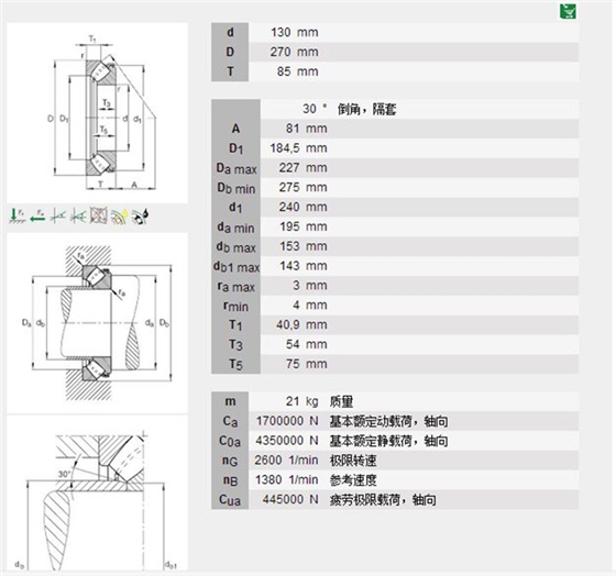 推力調心滾子軸承29426-E1型號描述